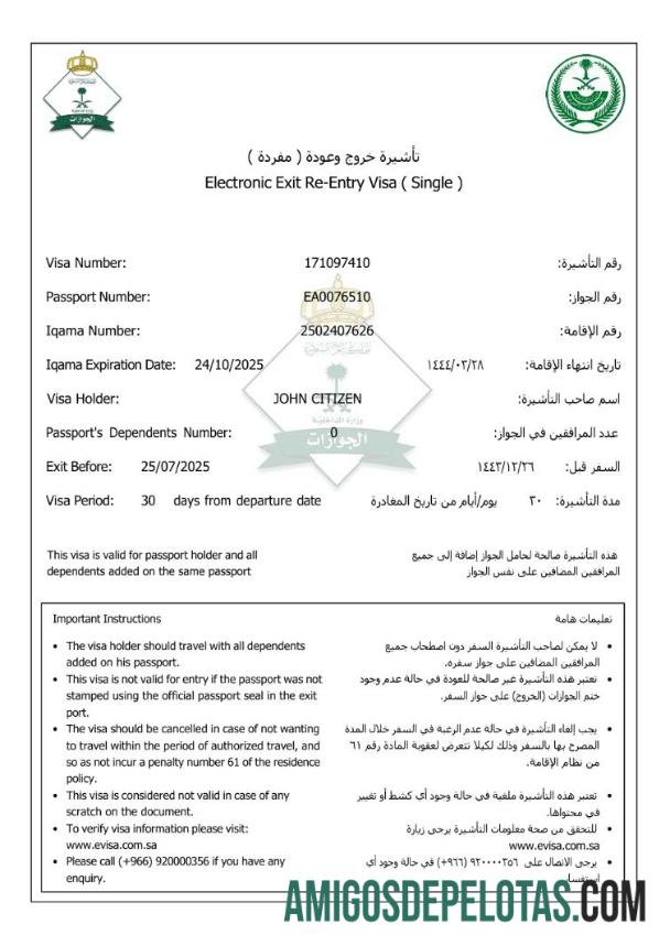 em branco Modelo de visto E da Arábia Saudita em formatos Word e PDF, versão 3